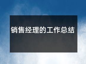 銷售經(jīng)理的工作總結(jié)