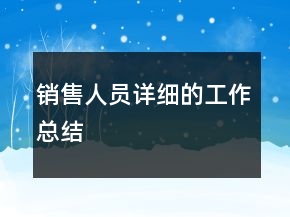 銷售人員詳細(xì)的工作總結(jié)