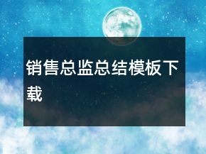 銷(xiāo)售總監(jiān)總結(jié)模板下載