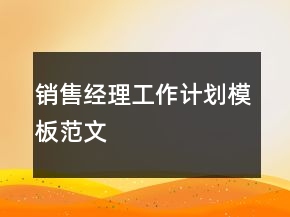 銷(xiāo)售經(jīng)理工作計(jì)劃模板范文