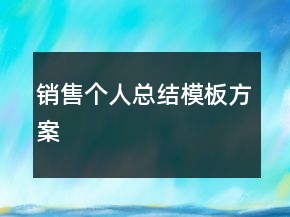 銷售個(gè)人總結(jié)模板方案
