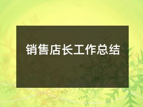 銷售店長工作總結(jié)