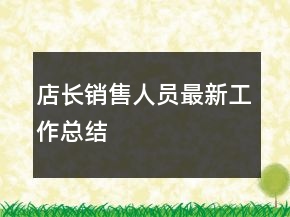 店長(zhǎng)銷售人員最新工作總結(jié)
