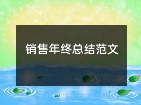 銷售年終總結范文