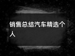銷售總結(jié)汽車精選個人