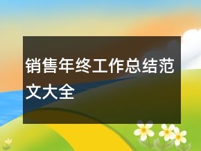 銷售年終工作總結(jié)范文大全