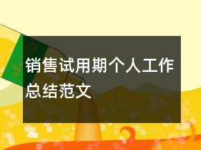 銷售試用期個(gè)人工作總結(jié)范文