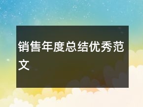 銷(xiāo)售年度總結(jié)優(yōu)秀范文