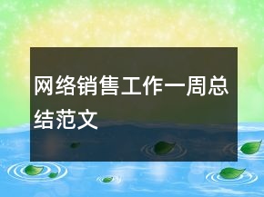 網(wǎng)絡銷售工作一周總結范文