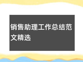 銷售助理工作總結(jié)范文精選