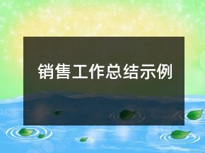 銷售工作總結(jié)示例