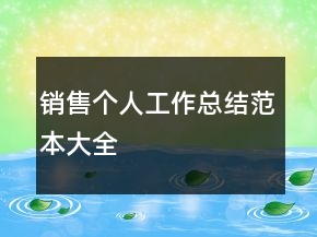 銷售個(gè)人工作總結(jié)范本大全