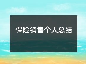 保險銷售個人總結(jié)