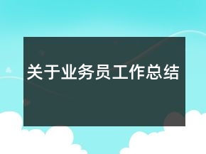 關(guān)于業(yè)務(wù)員工作總結(jié)