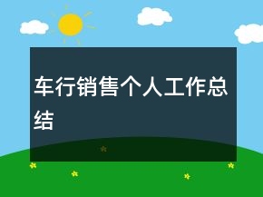 車行銷售個人工作總結(jié)