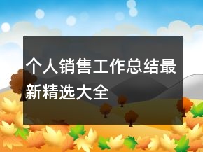 個(gè)人銷(xiāo)售工作總結(jié)最新精選大全