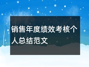 銷售年度績效考核個人總結(jié)范文