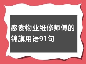 感謝物業(yè)維修師傅的錦旗用語91句