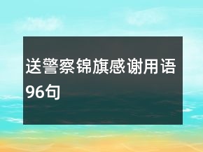 送警察錦旗感謝用語96句