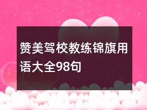贊美駕校教練錦旗用語大全98句