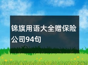錦旗用語大全贈保險公司94句