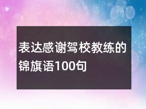 表達(dá)感謝駕校教練的錦旗語100句
