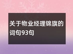 關(guān)于物業(yè)經(jīng)理錦旗的詞句93句