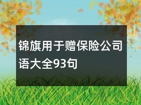 錦旗用于贈(zèng)保險(xiǎn)公司語大全93句