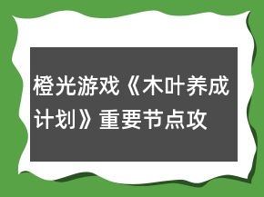 橙光游戲《木葉養(yǎng)成計(jì)劃》重要節(jié)點(diǎn)攻略