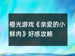 橙光游戲《親愛(ài)的小鮮肉》好感攻略