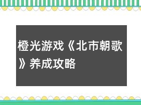 橙光游戲《北市朝歌》養(yǎng)成攻略