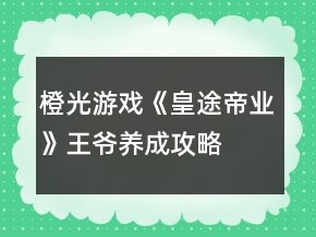 橙光游戲《皇途帝業(yè)》王爺養(yǎng)成攻略