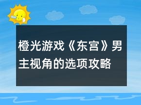 橙光游戲《東宮》男主視角的選項(xiàng)攻略