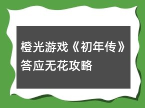 橙光游戲《初年傳》答應(yīng)無(wú)花攻略