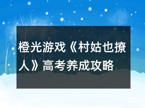 橙光游戲《村姑也撩人》高考養(yǎng)成攻略