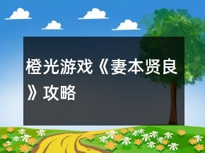 橙光游戲《妻本賢良》攻略