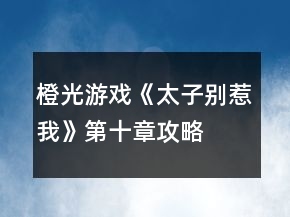 橙光游戲《太子別惹我》第十章攻略