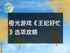 橙光游戲《王妃好忙》選項攻略