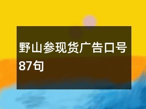 野山參現(xiàn)貨廣告口號(hào)87句