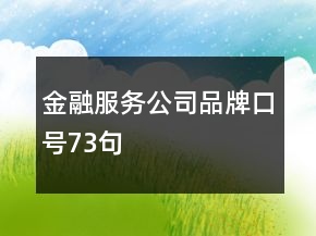 金融服務(wù)公司品牌口號73句
