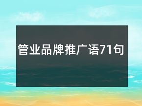 管業(yè)品牌推廣語71句