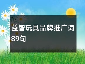益智玩具品牌推廣詞89句