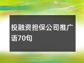 投融資擔(dān)保公司推廣語70句