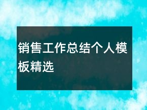 銷售工作總結(jié)個(gè)人模板精選
