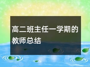 高二班主任一學(xué)期的教師總結(jié)