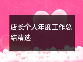 店長個人年度工作總結精選