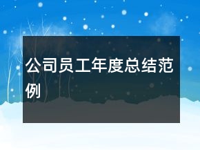 公司員工年度總結(jié)范例