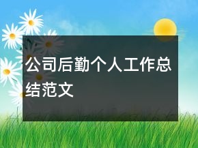 公司后勤個人工作總結(jié)范文