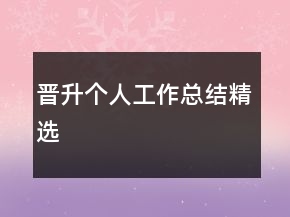 晉升個人工作總結(jié)精選