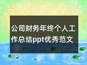 公司財(cái)務(wù)年終個(gè)人工作總結(jié)ppt優(yōu)秀范文
